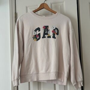 GAP Cream Crewneck Sweatshirt with Floral Logo